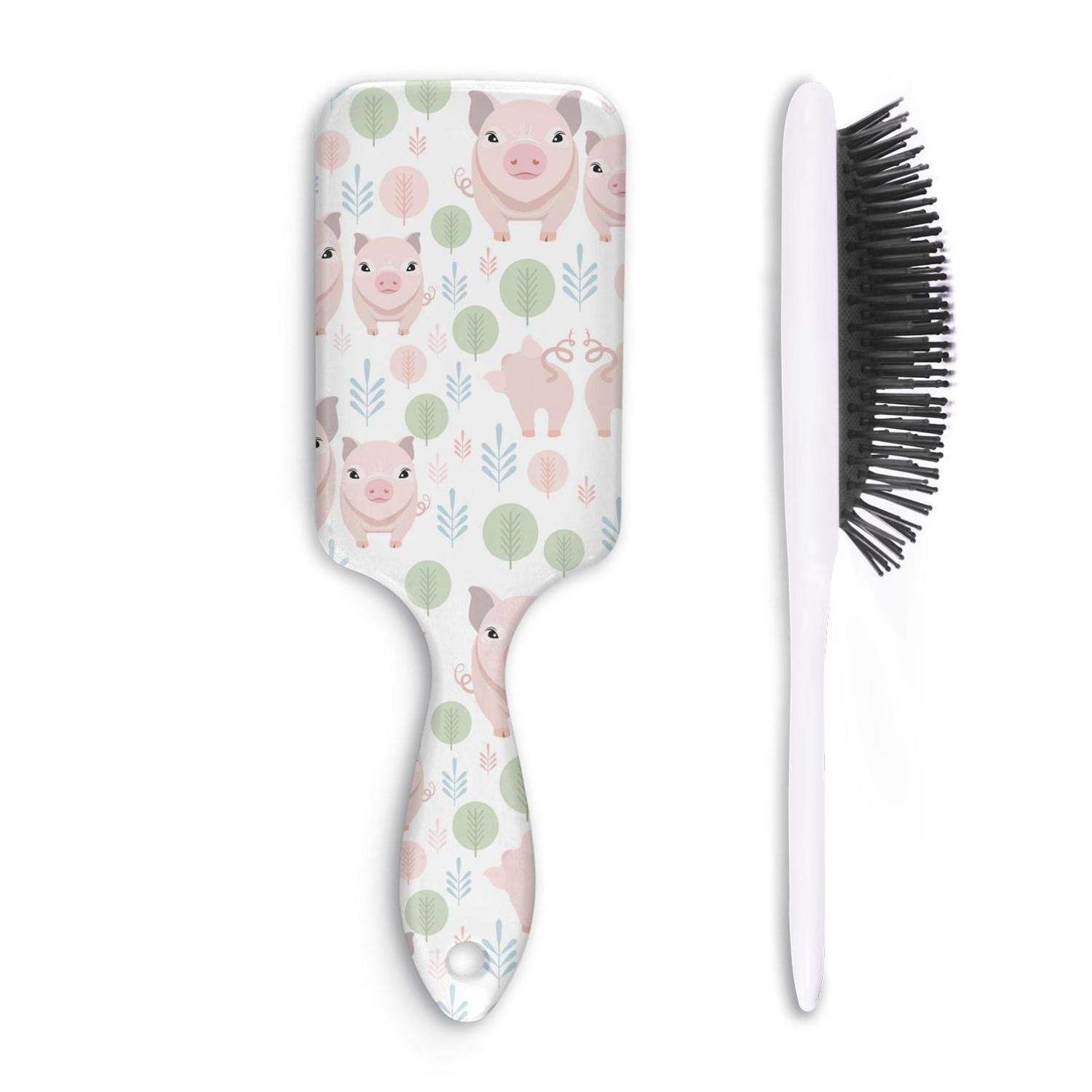 Cute Pink Pig Mom With Babe Pig Hair Brush for Adults