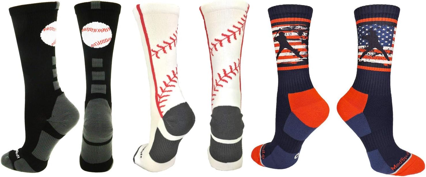 MadSportsStuff Baseball Socks with Player on Camo Background Crew Socks