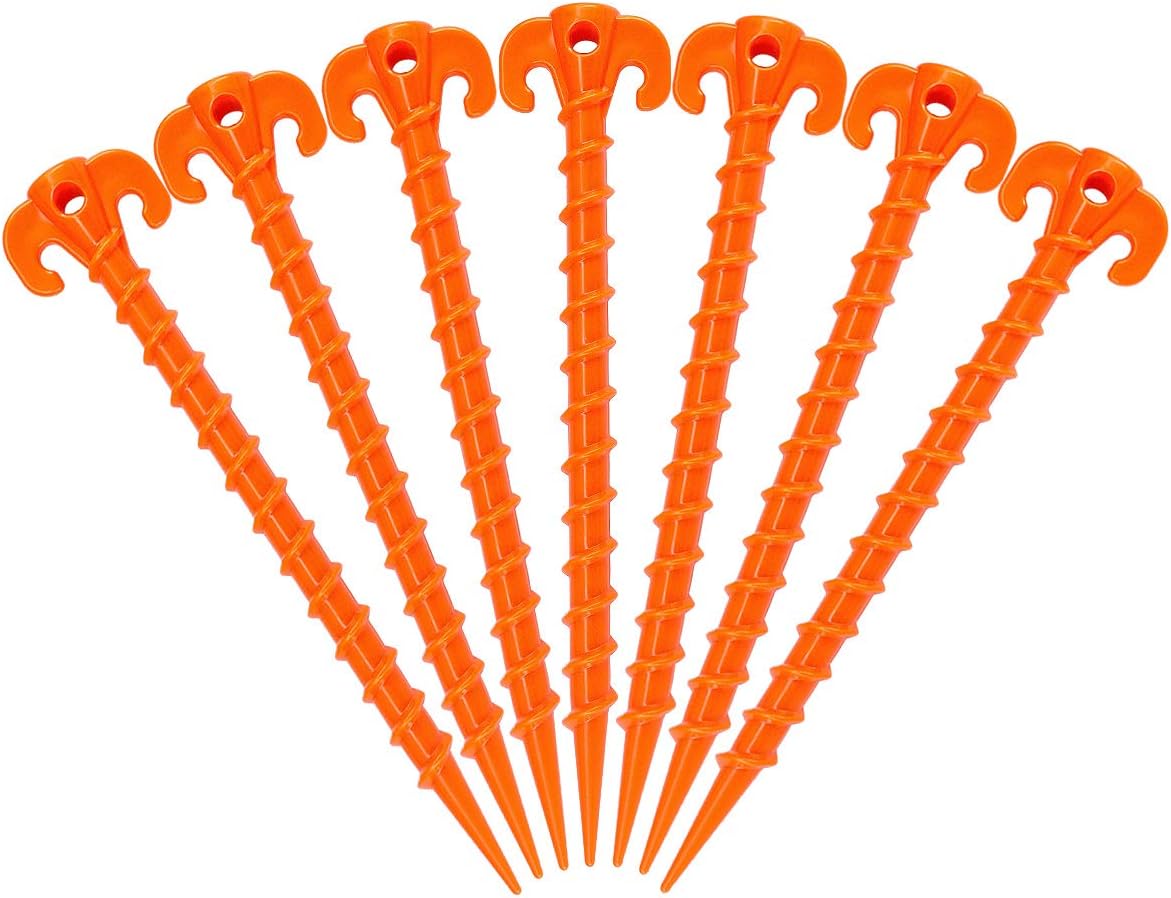 Hikemax Spiral Plastic Tent Stakes 15 Pack 10 Inch Heavy