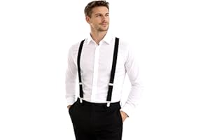 Dibi Suspenders for Men - Adjustable Y Back Mens Suspenders with 3 Heavy Duty Strong Clips