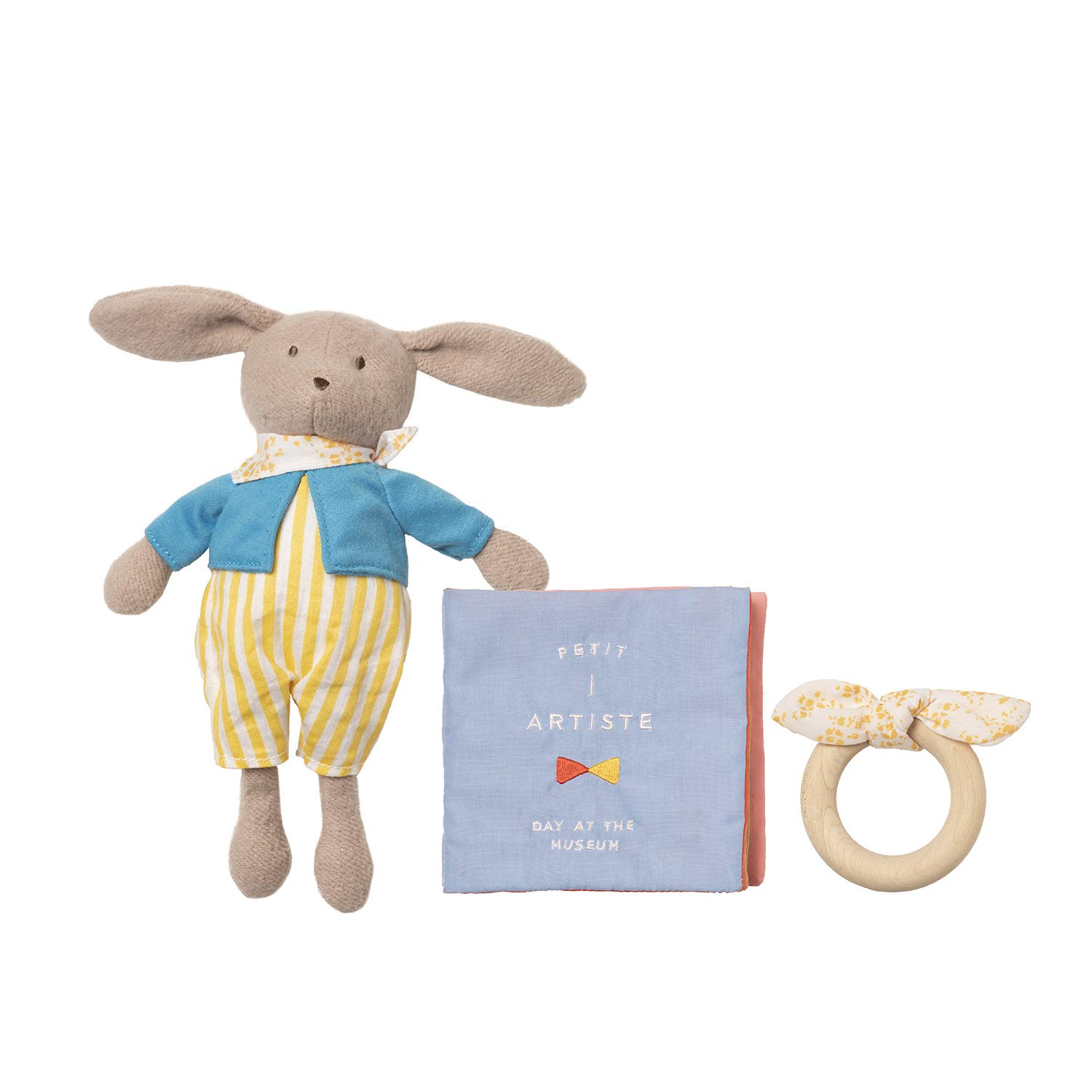 Manhattan Toy Petit Artiste Bunny Doll, Soft Book, & Wooden Teether Baby Soothing Gift Set, (217860) — image 1