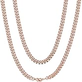 ChainsHouse Copper Cuban Chain Necklace for Men Women, 18K Gold/Black/Rose Gold Plated Miami Curb Chains,18" 20" 22" 24" 26" 28" 30" Length,4mm/7mm Wide,Send Gift Box