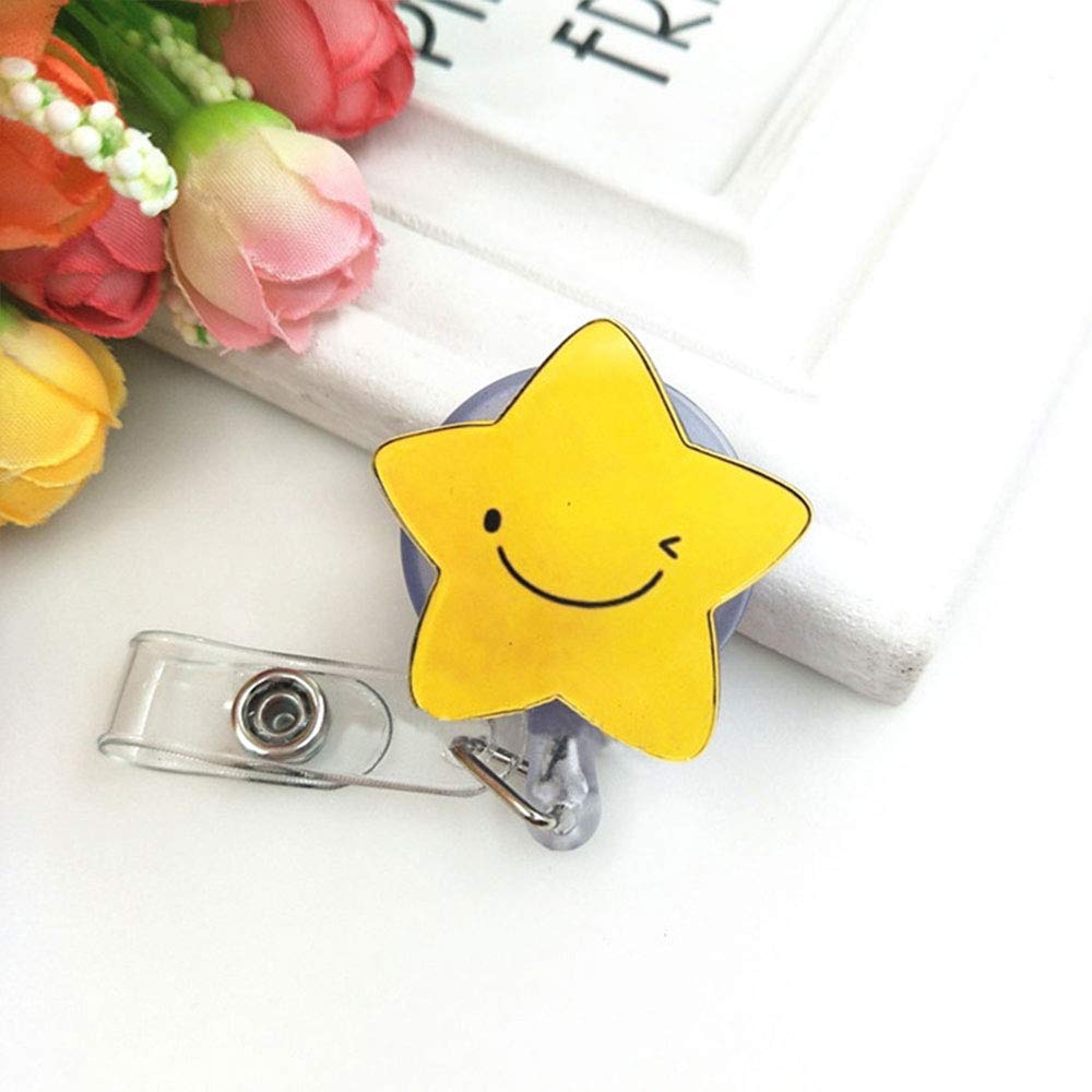 Retractable Badge Holder with Belt Clip, Fashion Key Ring for Girls Nurse Teacher Students (2 Pack) Type C