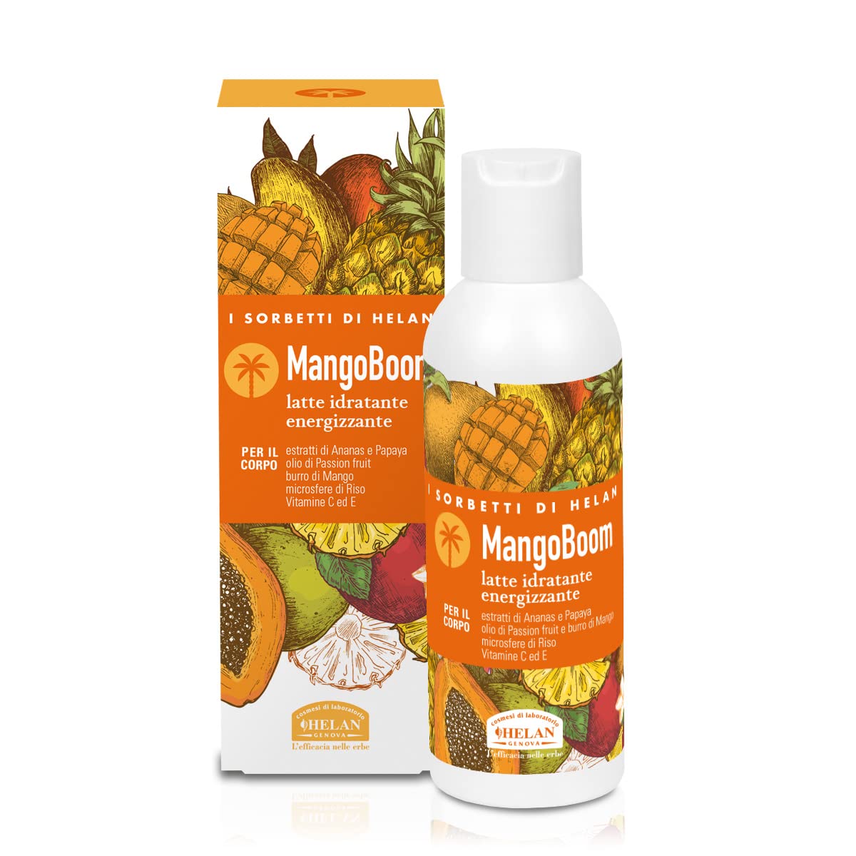 Helan I Sorbetti MangoBoom - Energising, Scented Body Cream with Vitamin C & E, Pineapple & Papaya Extracts - Gentle Moisturiser & Body Milk with Refreshing, Silky Effect - Made in Italy, 150 ml