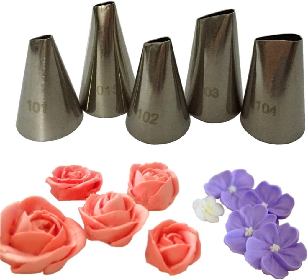 Meao 5 Pieces Piping Tips Set Stainless Steel Piping