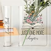 Personalized Acrylic Book Shaped for Flowers – Customizable Acrylic Vase with Your Favorite Books Titles, Bookshelf Decor for