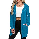 Locryz Women's Zip Up Hoodies Long Tunic Sweatshirts Oversized Fleece Sweatshirt Long Hoodie Fall Jacket Coat with Pocket