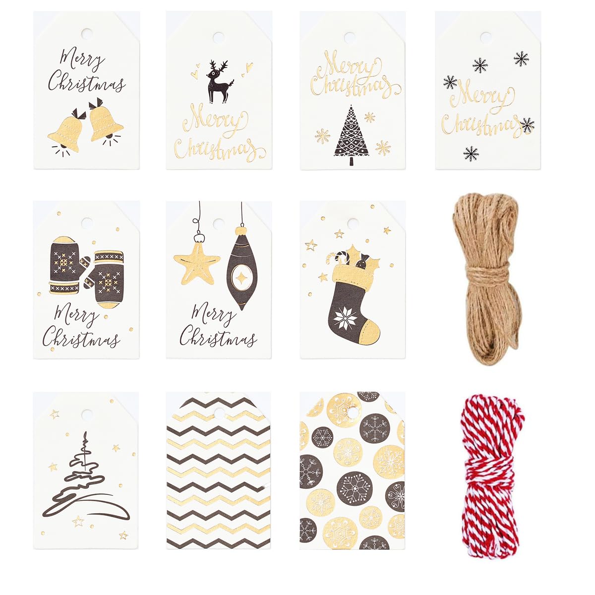 Photo 1 of 100 Pack Fashion Christmas Gift Tags? Xmas Fashion Gift Tags with Jute Twine Baker Twine for DIY Xmas Holiday Present Wrap Stamp and Label Package Name Card