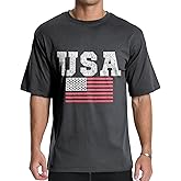 Men's Graphic Tees, Short Sleeve USA Flag Crewneck Casual American Patriotic Regular T-Shirt for Men