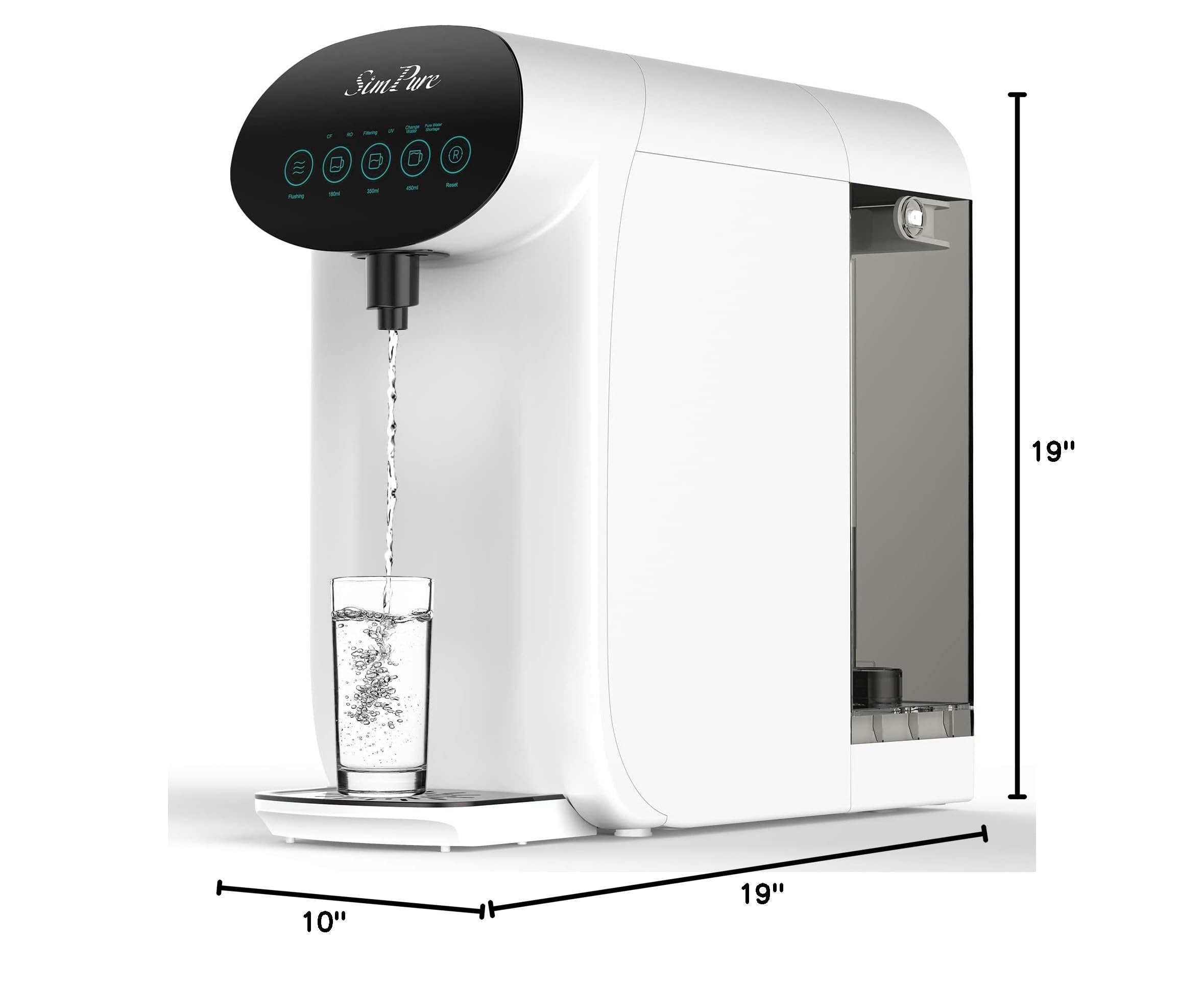 SimPure Y7P-W UV Countertop Reverse Osmosis Water Filter, NSF/ANSI 58 Certified, 5 Stage RO Water Filtration System, Water Purifier for Home, 4: 1 Pure to Drain, BPA Free (No Installation Required)