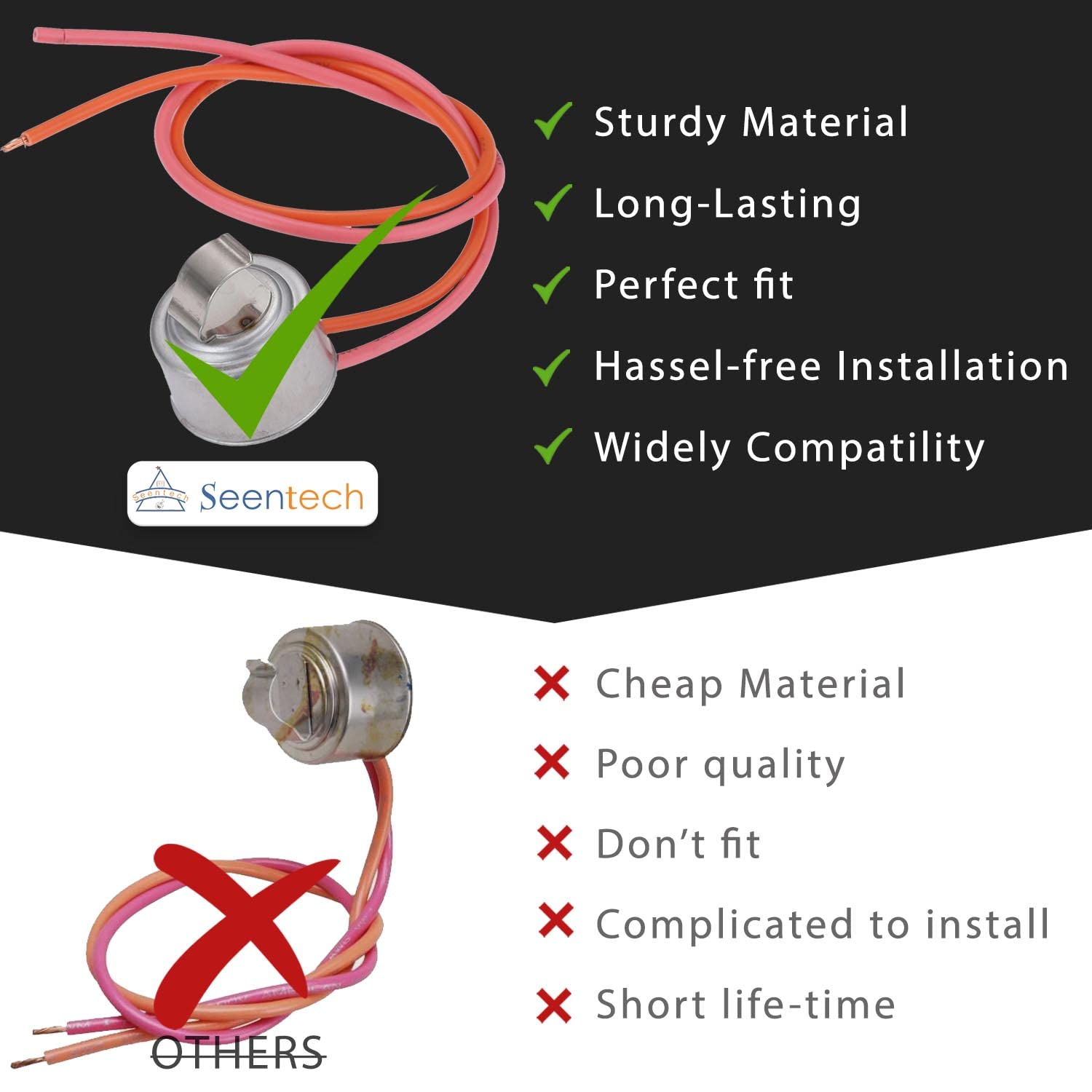 WR50X10068 Refrigerator Defrost Thermostat by Seentech - Compatible with Hotpoint Refrigerators: Replaces 1170024 AP3884317 WR50X10015 AH1017716, EA1017716, WR50X10017, WR50X10018, WR50X10028