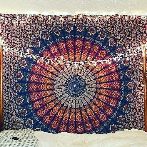 Jaipur Textile Cotton Single Exclusive Indian Twin Hippie Mandala Tapestry Wall Hanging Throw Bohemian Bedspread Decor Bed Sheet 54x84 inches, Standard