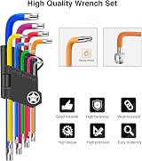 Anesty 9pc Torx Key Set T10-T50 Cr-V Steel Colour Coded Long L Keys view 4