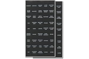 BUNKER INDUST Set of 2 Decal Sticker Label Sheet for Caravan Marine Boat Dash Board Instrument Rocker Switch Circuit Panel GPS Horn Light,Black(45 Pcs Each)