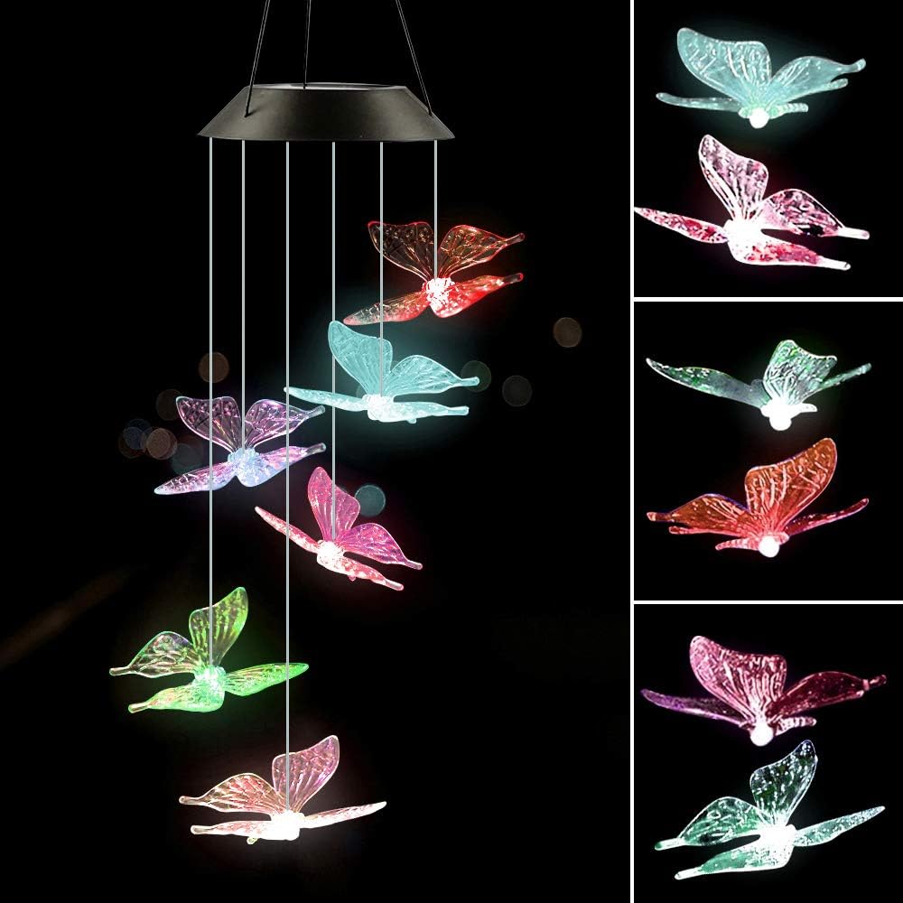 Give Me Solor Wind Chimes Outdoor Waterproof, LED Six Dragonfly Color Changing Memorial Wind Chime - Solar Mobile Lights for Home, Best Birthday Gifts for Mom Grandma Garden Yard Party Decoration : Garden & Outdoor