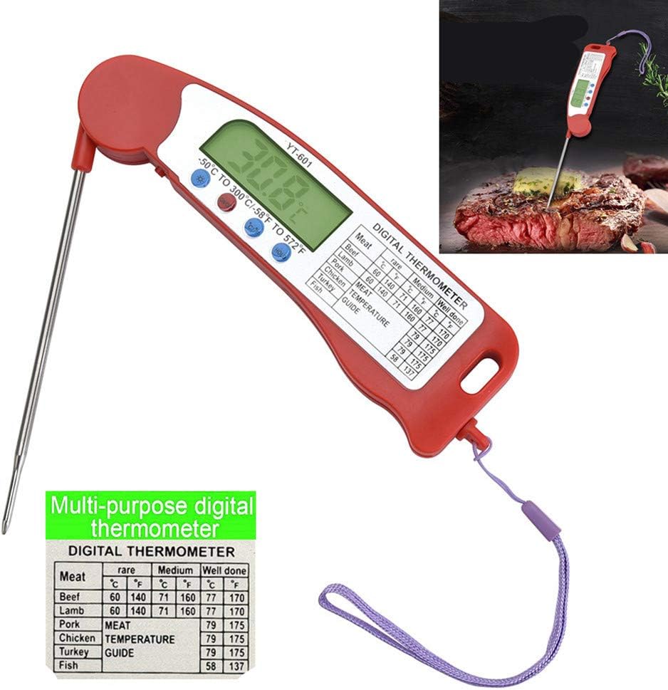 Qiorange Cooking Thermometer, Digital Food Thermometer, Electrical Kitchen Thermometer with Probe, Instant Read, Best for BBQ, Poultry, Meat, Charcoal Grill, Milk, Candy and Cooking 58°F - 572°F