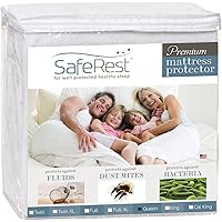 SafeRest Mattress Protector - Queen Size Cotton Terry Waterproof Mattress Protector, Breathable Fitted Mattress Cover with St