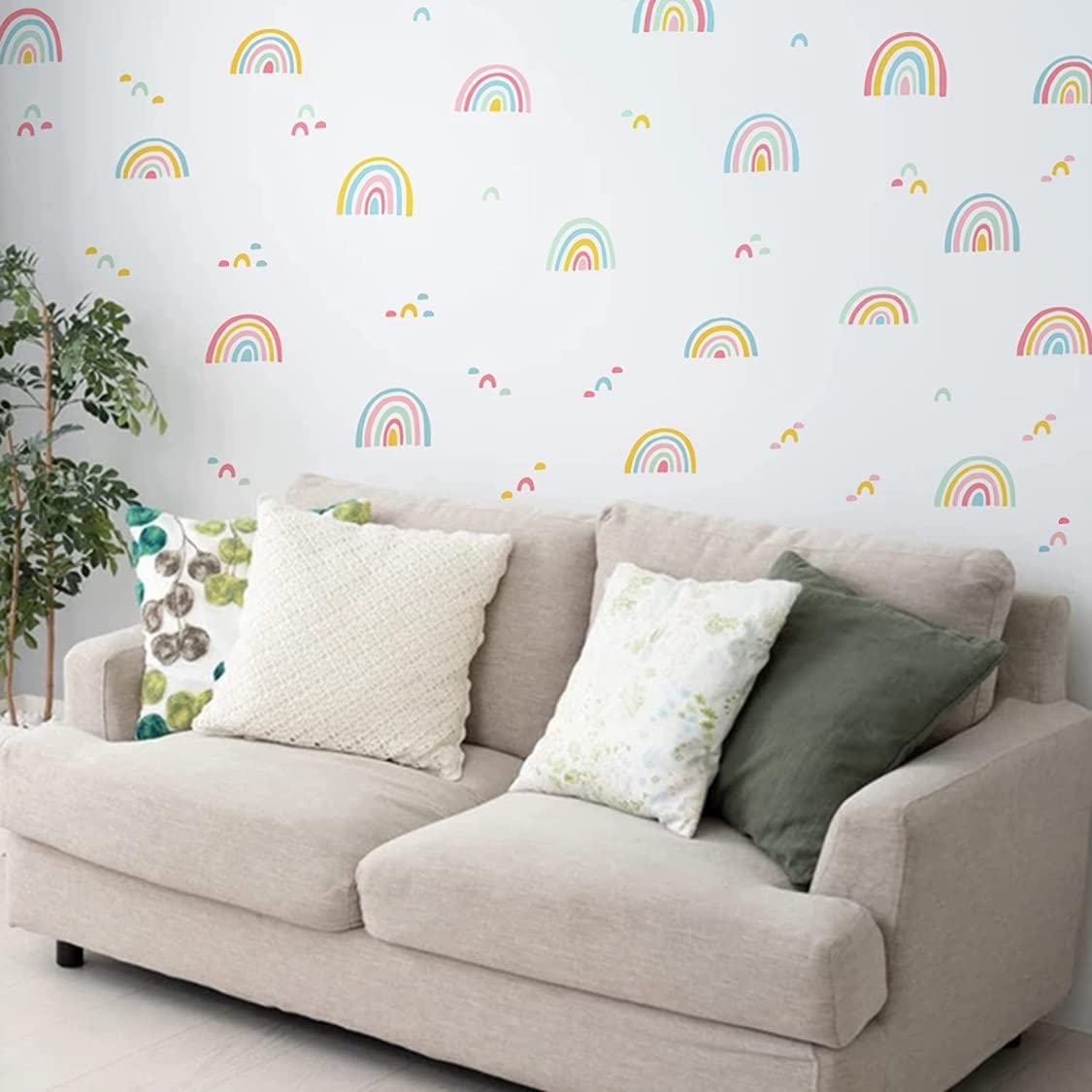DIY Art Wall Decors for Girls Bedroom, Pastel Colour Rainbow Wall Decals, Sweet Dreamy Rainbow Wall Stickers, Attractive Rainbow Wall Mural, Removable, Nursery, Home Decoration