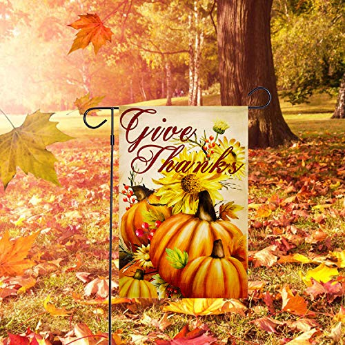 Iceyyyy Welcome Fall Thanksgiving Pumpkin Garden Flag - Double Sided Decorative Autumn Yard Burlap Banner for Indoor & Outdoor Decoration (Style 2) - Thumbnail 4