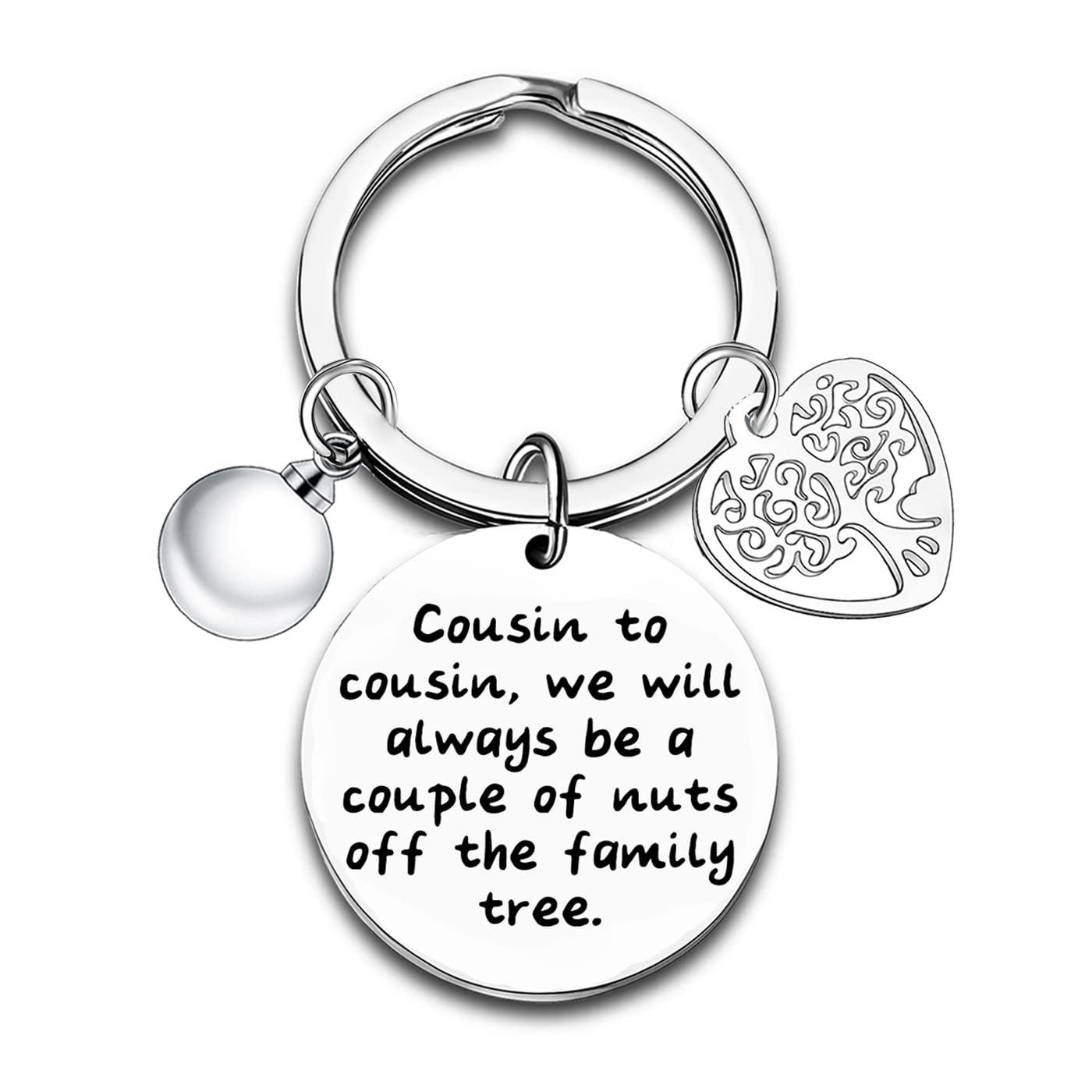 Nimteve Funny Cousin Gifts Keyring Inspirational Key Ring Gift for Cousin Birthday Christmas Graduation Thanksgiving Presents Cousin Best Friend Keychain Silver