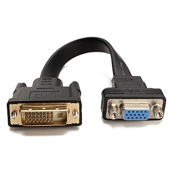 CableDeconn Active DVI-D Dual Link 24 + 1 Stecker zu VGA Stecker Video mit Flach Kabel Konverter Adapter