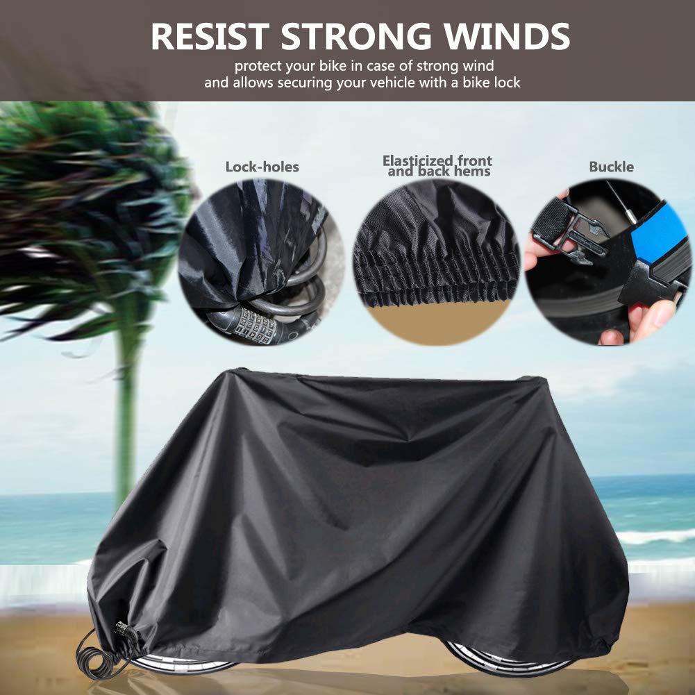 Gtpeak Bicycle Cover Waterproof 2 Bikes 210D XXL Bicycle Wheel Cover with Resist Strong Winds Easy Fold Carry Around Lasting Reliable Protection for Mountain Bike Outdoor Riding Traveling