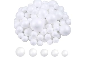 LOKIPA White Polystyrene Balls, 60 Pieces White Foam Balls 5 Sizes 2-5cm Craft Foam Balls for DIY Crafts, Art, School Supplies, and Party Decorations
