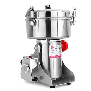 RRH 2000G Electric Grain Grinder Mill Spice Nut and Coffee Grinder 25000 RPM Stainless Steel Mill Grinder 4000W Powder Machine 50-300 Mesh, for Herbs Corn Sesame Soybean Pepper Bait Feed