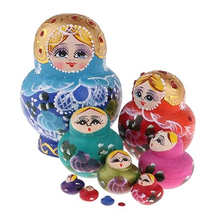 Buy Homyl Traditional 10 Pieces Handcrafts Wooden Babushka Russian