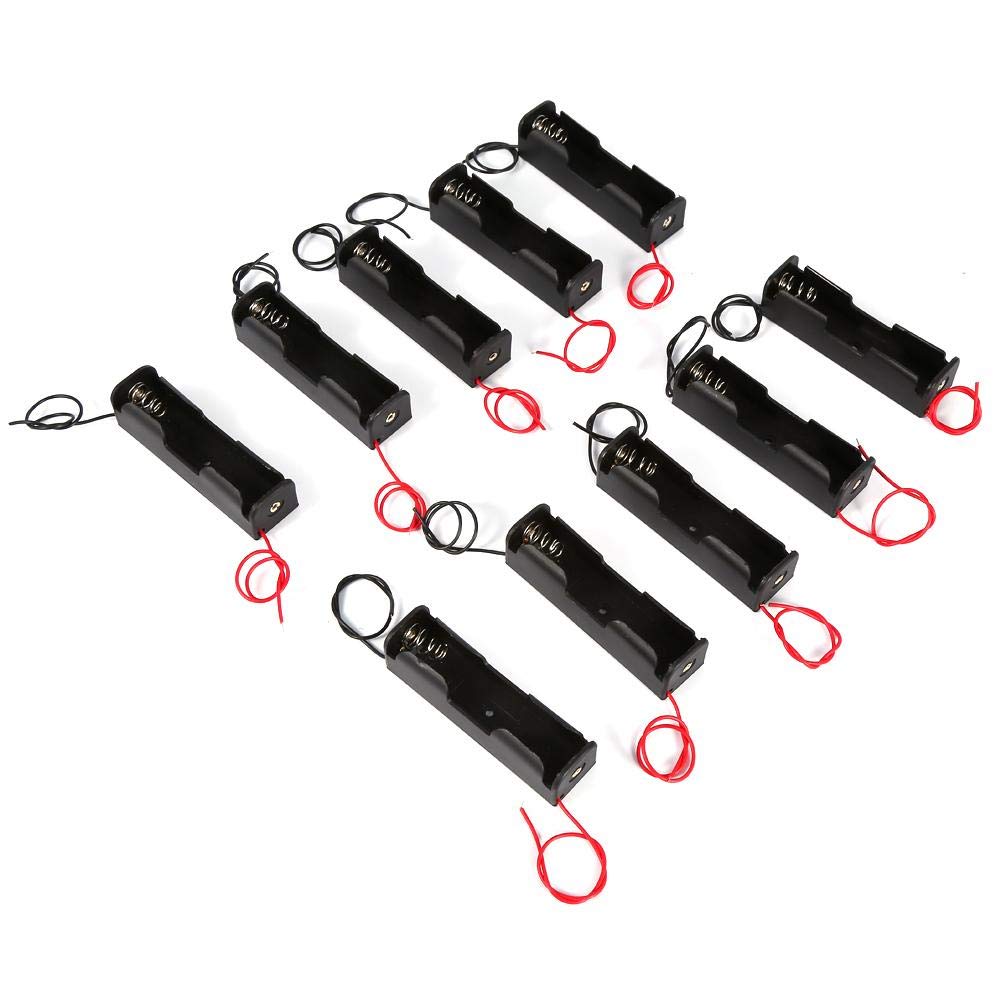 10pcs Plastic Spring Clip Battery Holder Storage Box Case for 1 x 18650 Battery With Wire Leads Rechargeable