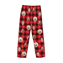 Personalized Buffalo Plaid Red Pajama Pants for Men