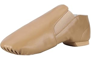 Dynadans PU Leather Jazz Shoe Slip On Dance Shoes with Side Elastics for Girls and Boys (Toddler/Little Kid/Big Kid)