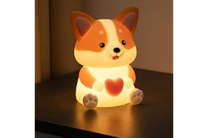 Dog Night Light, Cute Silicone Night Light for Kids, Rechargeable LED Nursery Lamp with Touch Change,3 Levels Dimmable Nurser