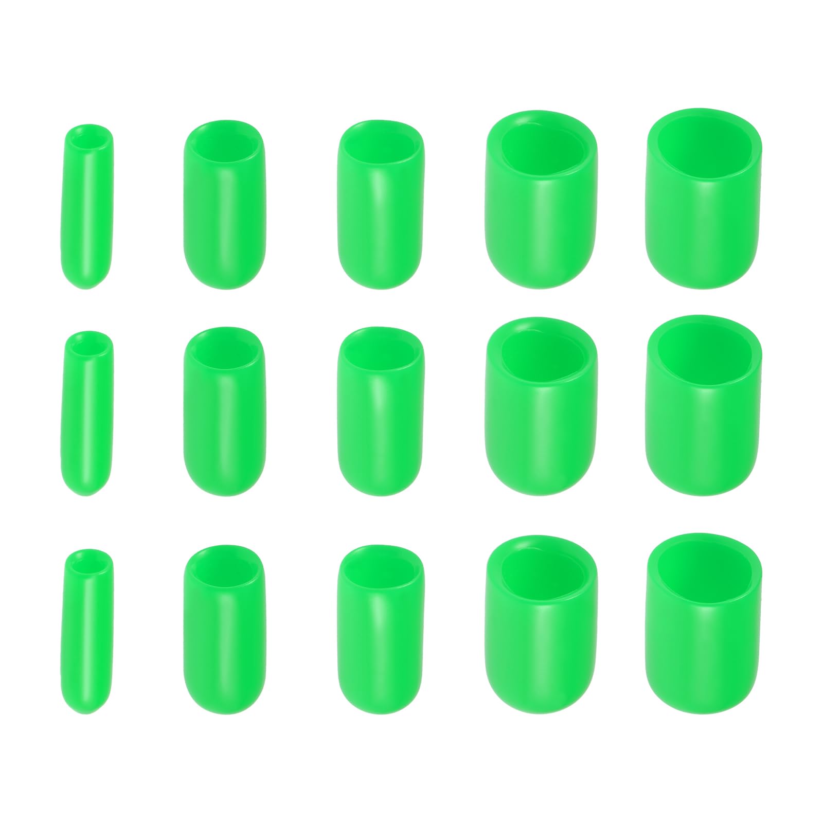 Rebower 100 Pack Screw Thread Protector Cover Rubber End Caps, [for Screw, Bolt, Rod End Cap] - 1/8 inch 3/16 inch 1/4 inch 5/16 inch 3/8 inch inner dia/Green
