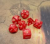 CREEBUY Red Polyhedral DND Dice Set 7 Die with Pouch for D&D MTG Acrylic view 6