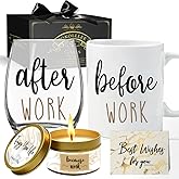 Coworker Gifts for Women Men - Before Work After Work Wine Glass Funny Thank You Gift for Boss Coworker Manager Teacher Nurse Leader Employe, Unique Co Worker Gifts for Boss Day Christmas Birthday
