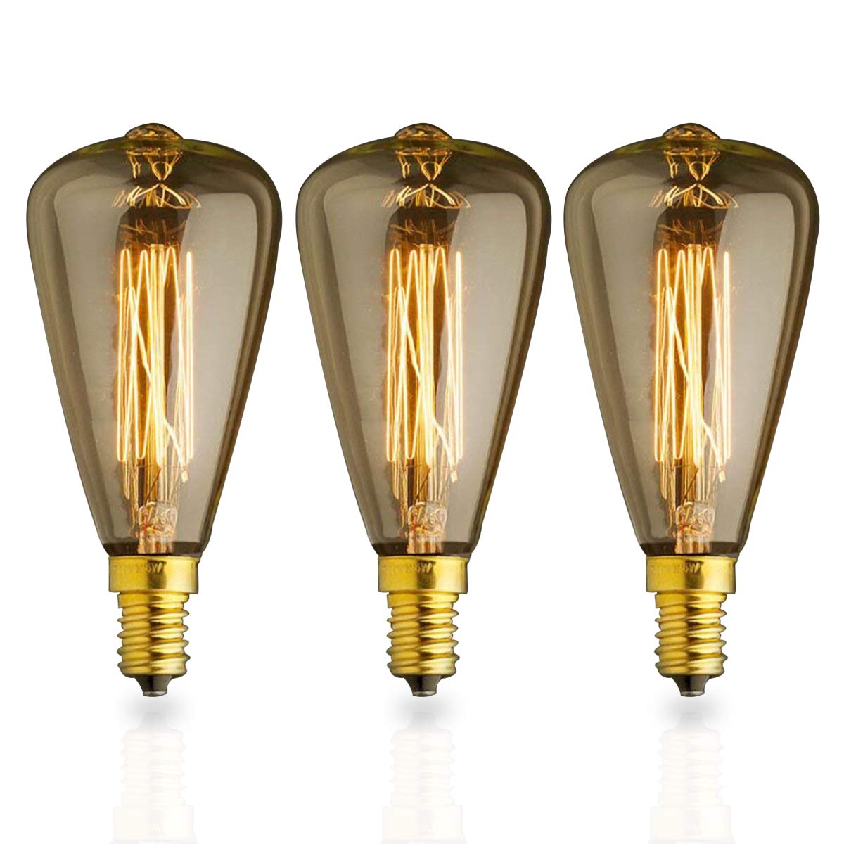Kjlars 3x Vintage E14 25w St48 Yellow Light Bulb Edison Small