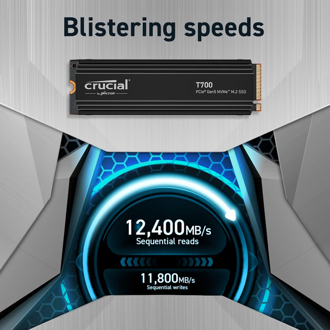 Crucial T700 4TB Gen5 NVMe M.2 SSD Up to 12,400 MB/s DirectStorage