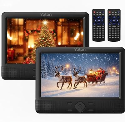 YOTON 10.1 Dual Portable DVD Player with 5H Battery Two Screens Car Mounts