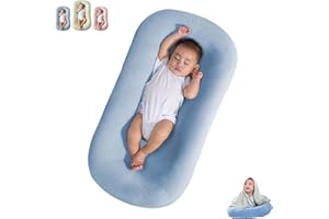 SAANERUEEN Baby Lounger 0-24 Months, Newborn Lounger Nest Sleeper, Baby Lounger for Newborn, Soft Breathable Lounger Pillow for Infants (Blue,0-12 Months)