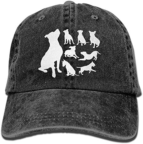 WE9SAW Pitbull, Bulldog, Terrier, Dog Men Or Women Cotton Denim Fabric Sun Hat Adjustable Jeans Baseball Hat