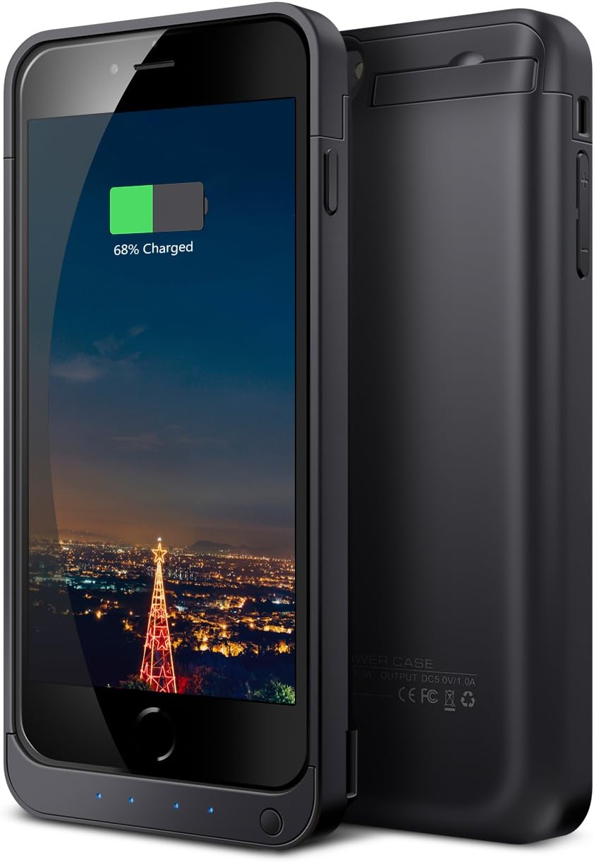 iPhone 6S Plus Battery Case, Ecpow 8200mAh Rechargeable External Battery Case iPhone 6 Plus Power Bank Case Battery Pack Portable Charger Charging Case for iPhone 6 Plus/ 6S Plus 5.5'' -Black