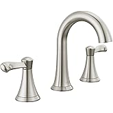 Delta Faucet Esato Widespread Bathroom Faucet Brushed Nickel, Bathroom Faucet 3 Hole, Bathroom Sink Faucet, Drain Assembly, SpotShield Brushed Nickel 35897LF-SP