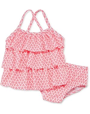 Baby Girls Orange Anchor Print Two Piece Swimsuit