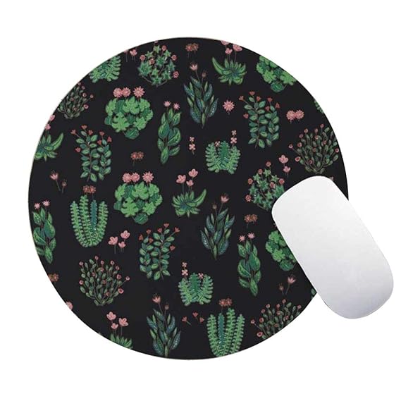 Round Small Mouse Mat Desert Green Plant Pattern Gaming Mouse Pad for Computers Rubber Base Rutschfest wasserdicht 22CM×22CM×