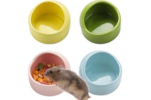 VanEnjoy 4 Pack Small Hamster Food Bowl Ceramic Guinea Pig Food Dish No Spill Hamster Food and Water Bowl Small Animal Food Bowl - Pink Blue Yellow and Green