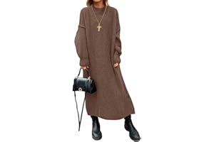 Saodimallsu Womens Oversized Sweater Dress Mock Neck Long Sleeve Casual Warm Chunky Knit Fall Winter Maxi Dresses