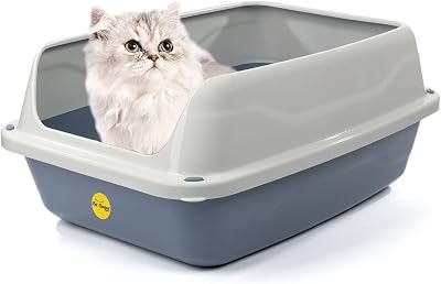 Cat Centre Medium Litter Tray Hooded Dark Grey with Detachable Rim