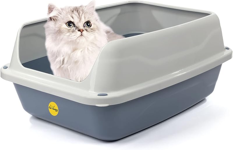 Cat Centre Medium Litter Tray Hooded Dark Grey with Detachable Rim