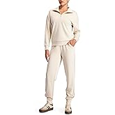 AFITNE Women's 2 Piece Outfits Sweatsuits Long Sleeve Tracksuit Casual Lapel Half Zip Sweatshirt Joggers Sweatpants Set